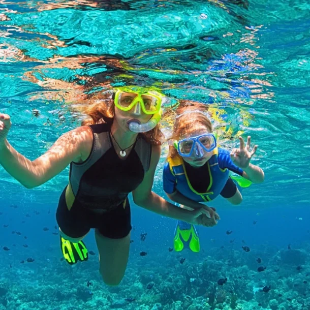 A mother and daughter snorkelling at Tunku Abdul Rahman Park