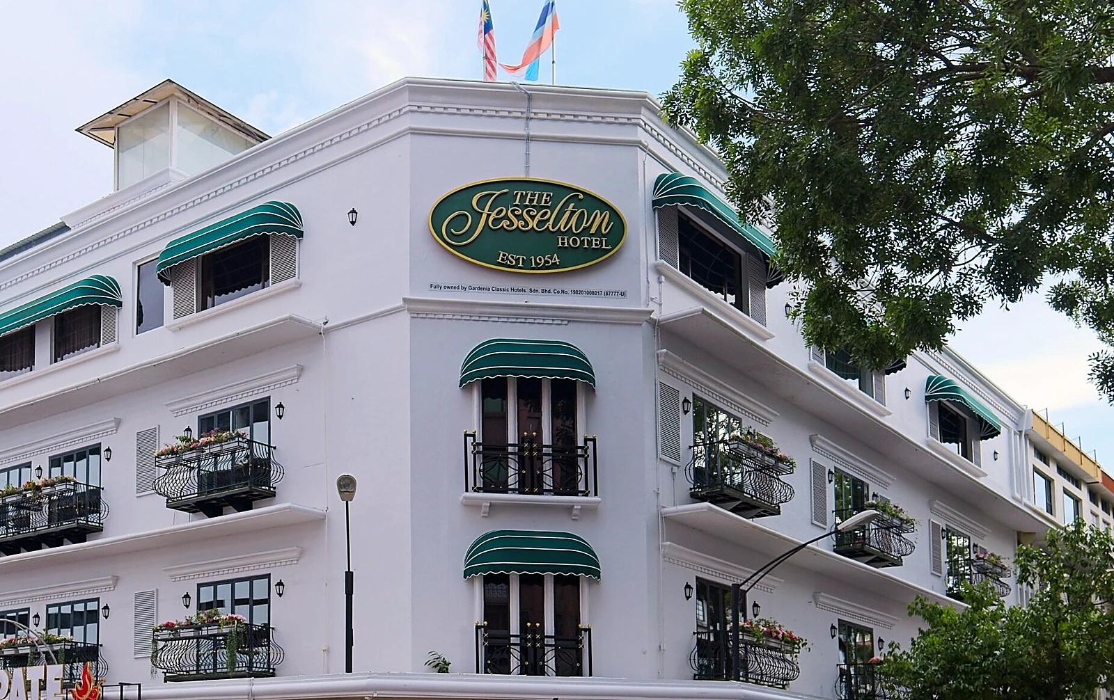 The Jesselton Hotel heritage facade on Gaya Street in Kota Kinabalu