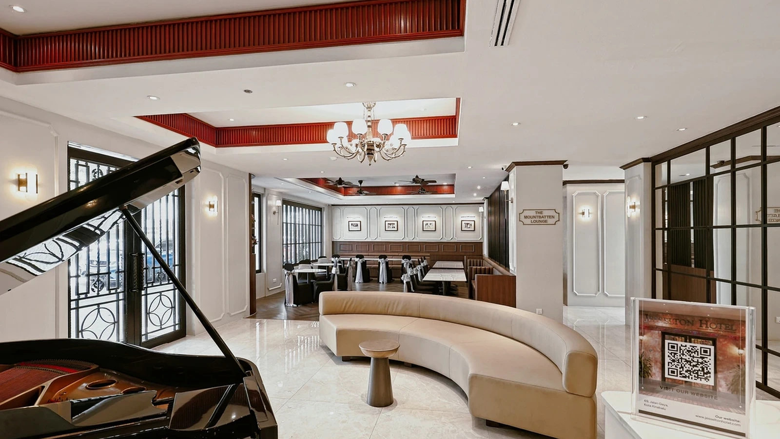 Historic Luxury Hotel Kota Kinabalu — The Jesselton Hotel Mountbatten Lounge and Heritage Lobby on Gaya Street